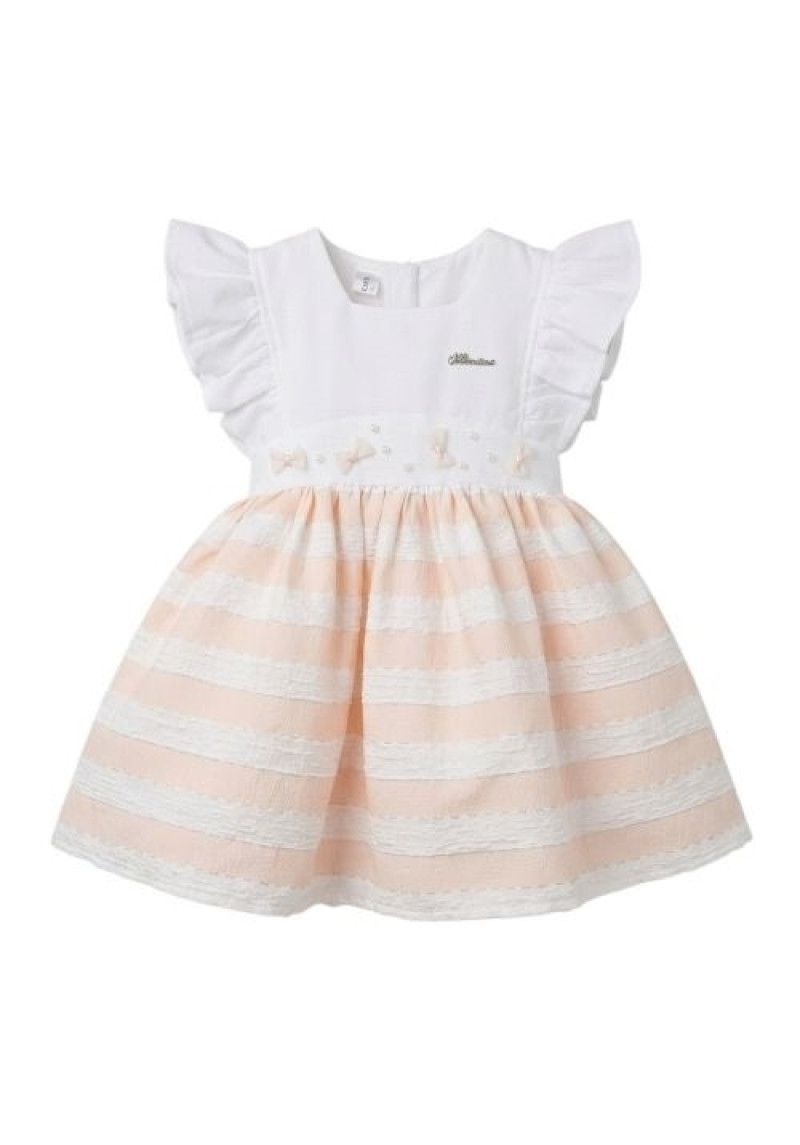 Embellished Pearl Bow Sleeve Dress