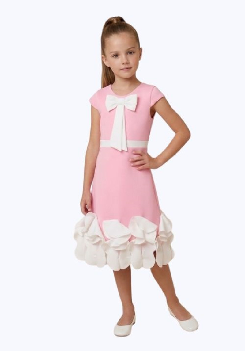 Dress Front Bow Ruffle Hem 