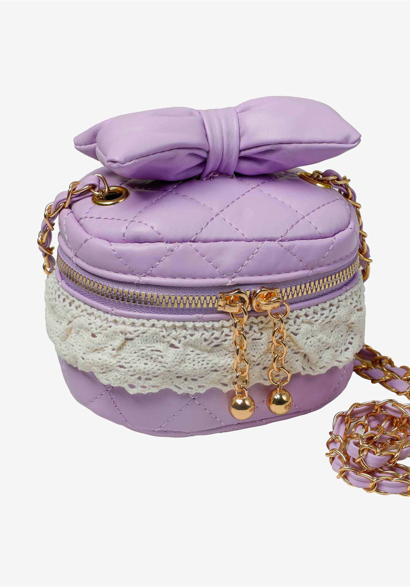 Quilted Bag with Bow and Lace Detail