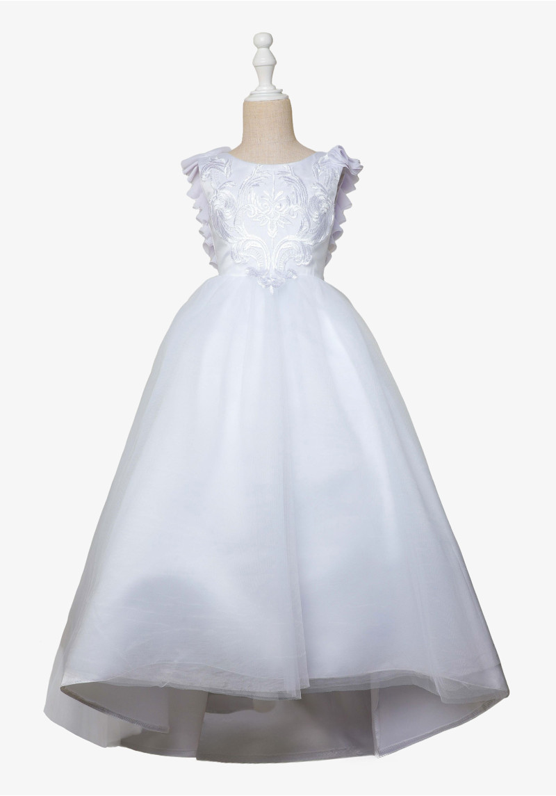 Sleeveless Gown with Layered Organza and Flower Detail
