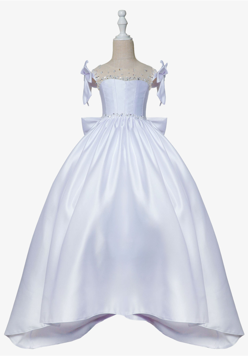 Satin High-Low Dress with Back Bow