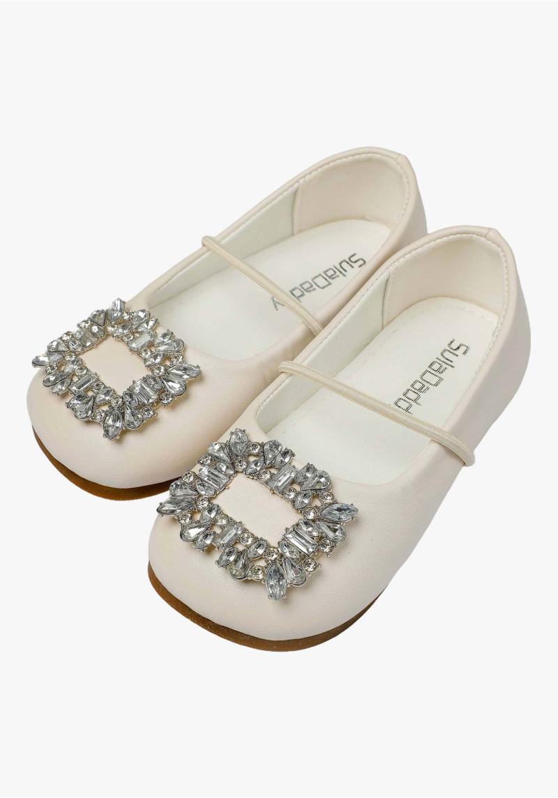 Flat Shoes with Crystal Buckle
