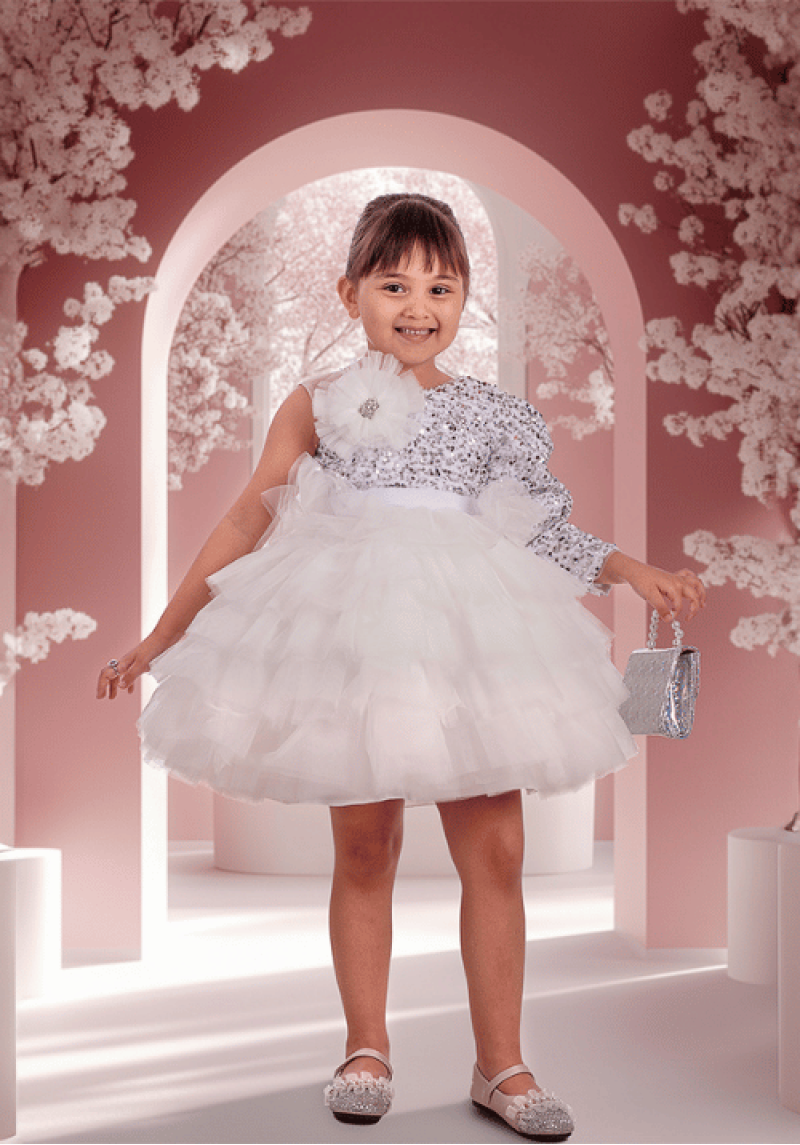 One-Shoulder Layered Tulle Party Dress