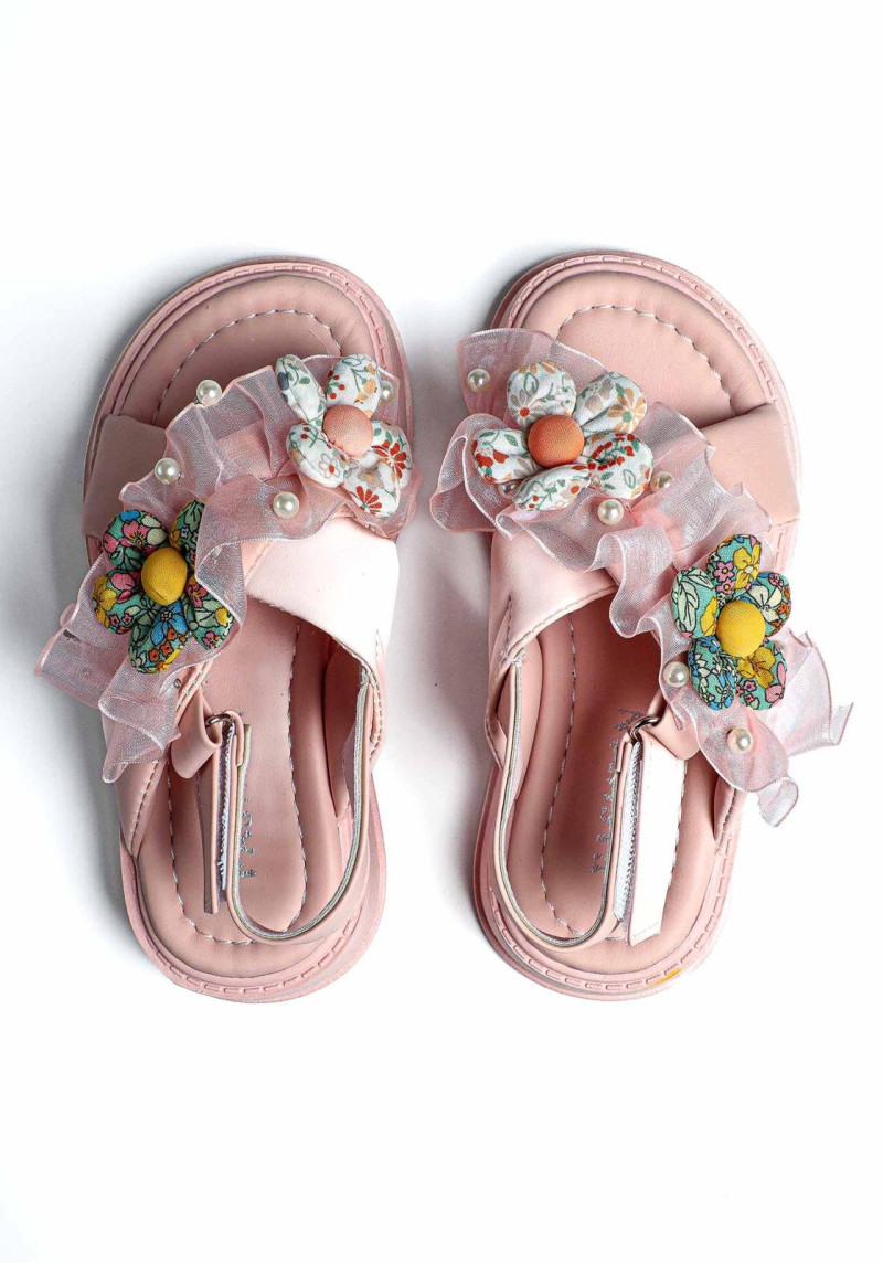 Peach Pearly Flower Sandal
